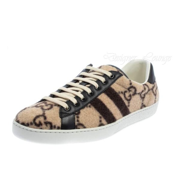 NEW GUCCI Ace GG Monogram Men's Wool Logo Sneakers G 9.5 / US 10 Authentic $890 - Picture 5 of 10